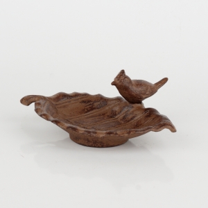 Liatinové pítko list s vtáčikom 18cm