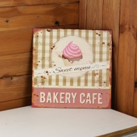 Plechová ceduľa Bakery cafe 30x30 cm