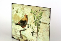 Plechová ceduľa červený vtáčik 19x27cm