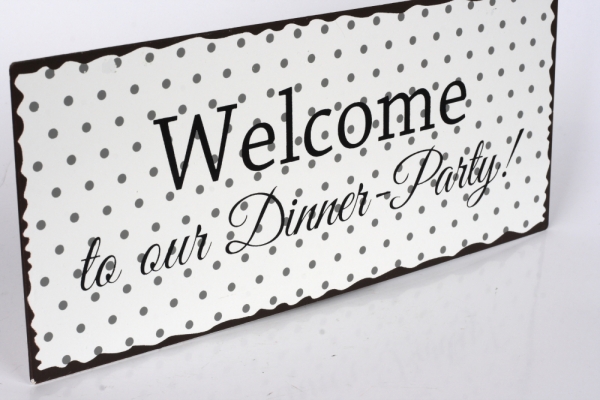 Plechová ceduľa Dinner Party 30x13cm