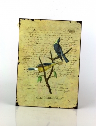 Plechová ceduľa dva modrí vtáčiky 19x27cm