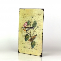 Plechová ceduľa dva žltí vtáčiky 19x27cm