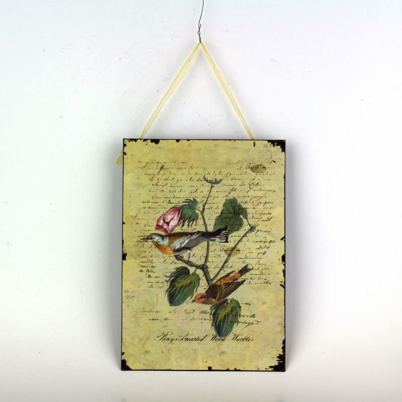 Plechová ceduľa dva žltí vtáčiky 19x27cm