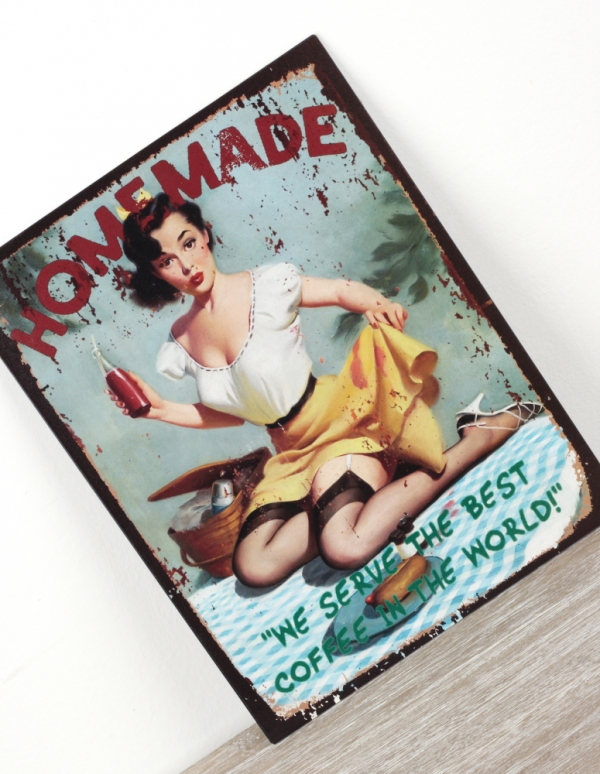 Plechová ceduľa Home made 33x25cm