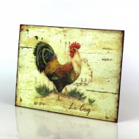Plechová ceduľa kohút s nohou hore 27x19cm
