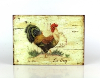 Plechová ceduľa kohút s nohou hore 27x19cm