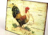 Plechová ceduľa kohút s nohou hore 27x19cm