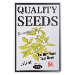 Plechová ceduľa na stenu semienka mäty 20,2 x 0,1 x 30,1 cm