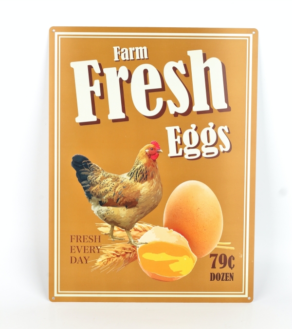 Plechová ceduľa so slepicou