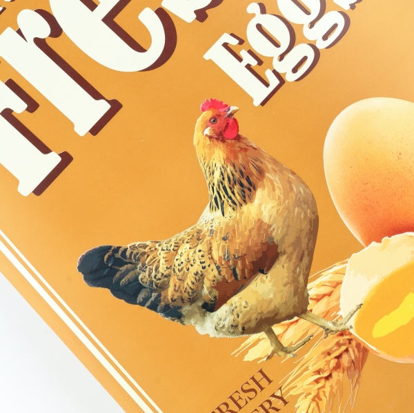 Plechová ceduľa so slepicou