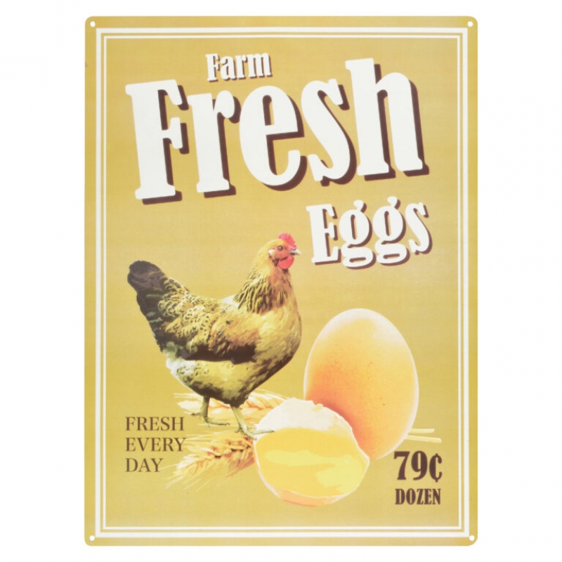 Plechová ceduľa so slepicou