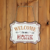 Plechová ceduľa Welcome to our home 19x25cm