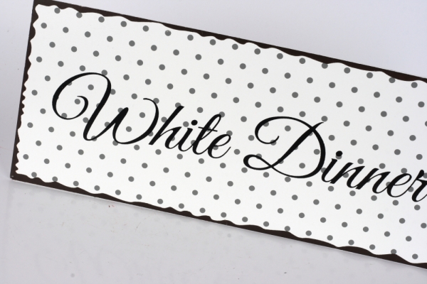 Plechová ceduľa White Dinner 30x13cm