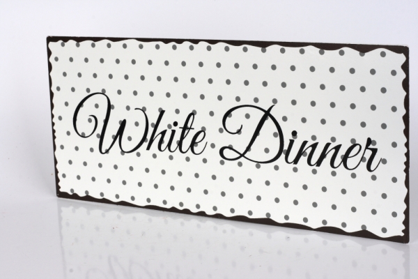 Plechová ceduľa White Dinner 30x13cm
