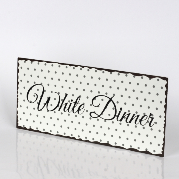 Plechová ceduľa White Dinner 30x13cm
