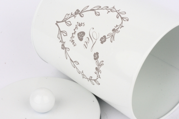 Plechová dóza na čaj biela 20cm