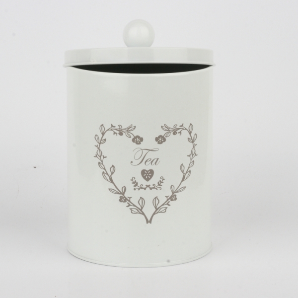 Plechová dóza na čaj biela 20cm
