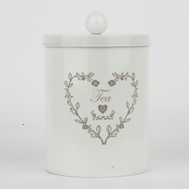 Plechová dóza na čaj biela 20cm