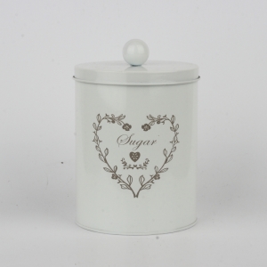 Plechová dóza na cukor biela 20cm