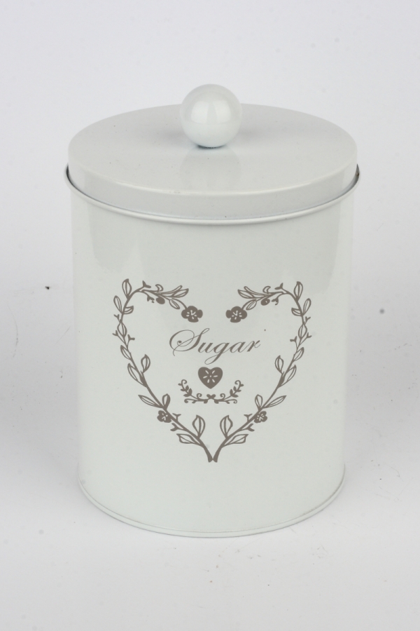 Plechová dóza na cukor biela 20cm