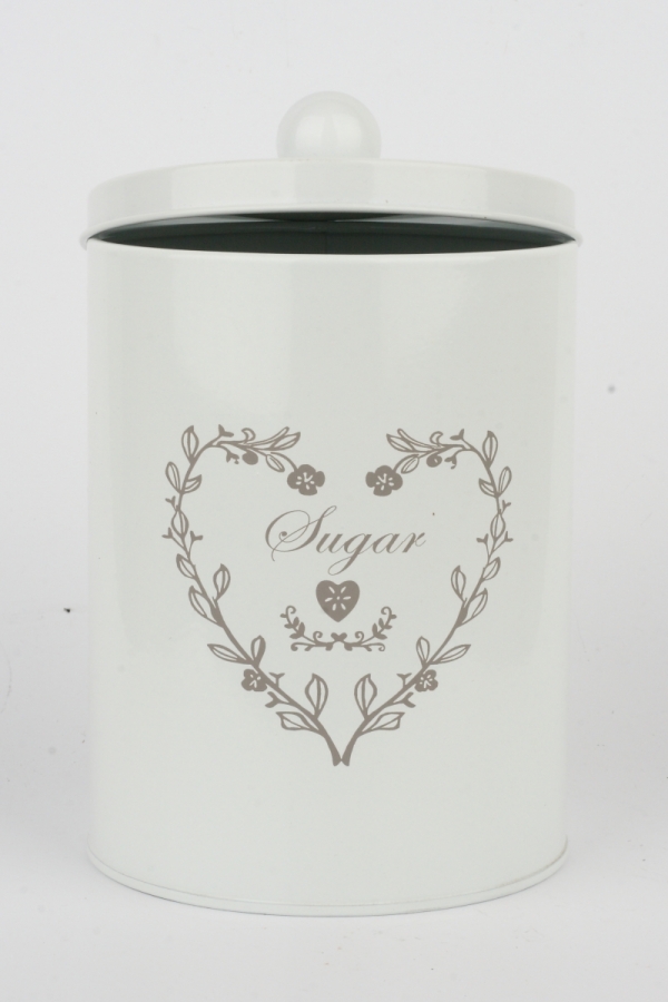 Plechová dóza na cukor biela 20cm