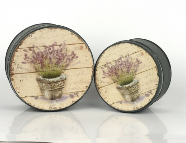 Plechová okrúhla krabice s levanduľou 12,5cm