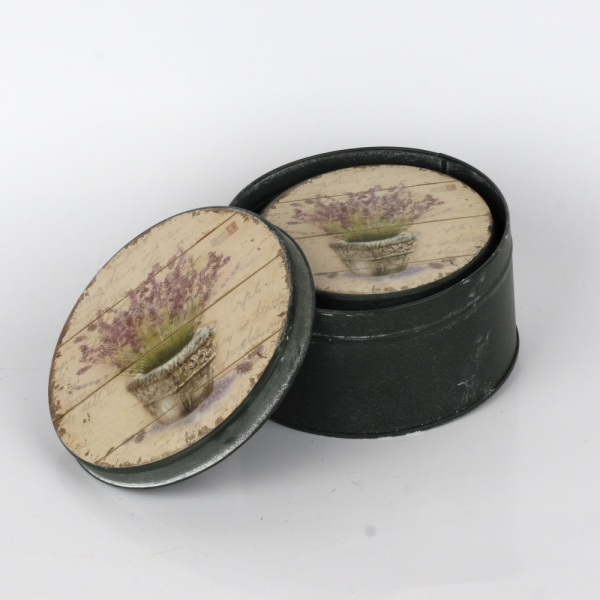 Plechová okrúhla krabice s levanduľou 12,5cm