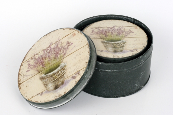 Plechová okrúhla krabice s levanduľou 12,5cm