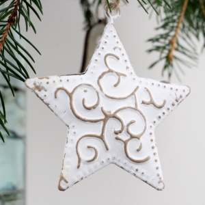 Plechová vianočná ozdoba hviezda s patinou 6cm