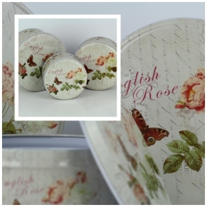 Plechové dózy na cukrovinky English rose sada 3ks