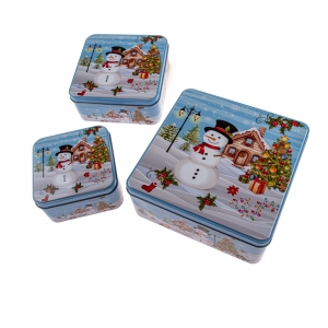 Plechové dózy na vianočné pečivo sada 3ks 20 x 20 x 8 cm