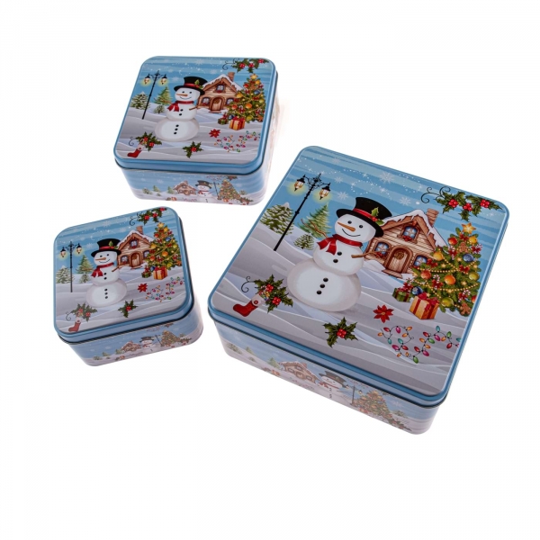 Plechové dózy na vianočné pečivo sada 3ks 20 x 20 x 8 cm