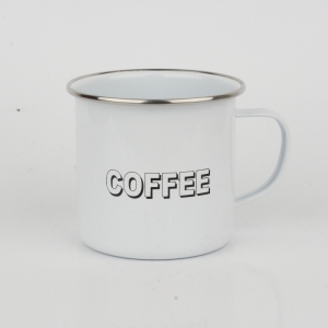 Plechový hrnček biely Coffee 9x10cm