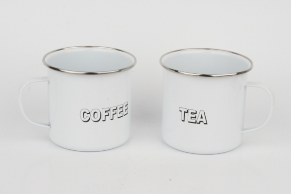 Plechový hrnček biely Coffee 9x10cm