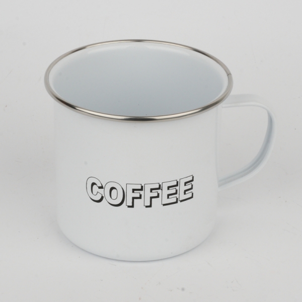 Plechový hrnček biely Coffee 9x10cm