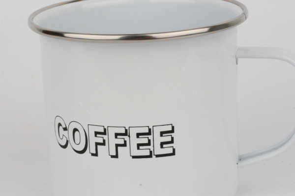 Plechový hrnček biely Coffee 9x10cm