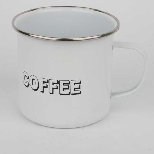 Plechový hrnček biely Coffee 9x10cm