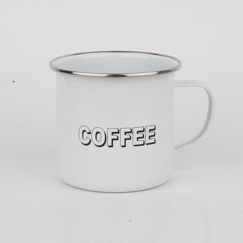 Plechový hrnček biely Coffee 9x10cm