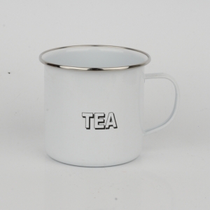 Plechový hrnček biely Tea 9x10cm