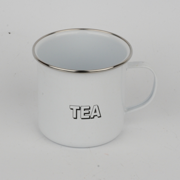 Plechový hrnček biely Tea 9x10cm