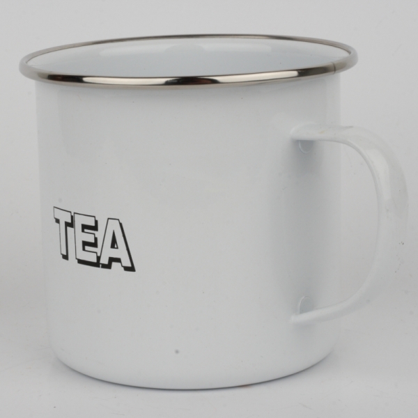 Plechový hrnček biely Tea 9x10cm