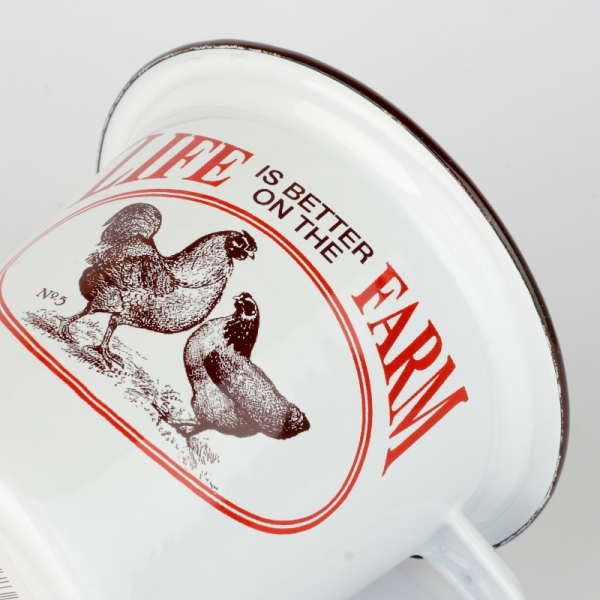 Plechový hrnček s kohútom