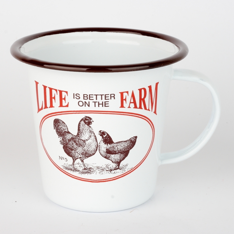 Plechový hrnček s kohútom