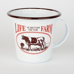 Plechový hrnček s kravou 10cm