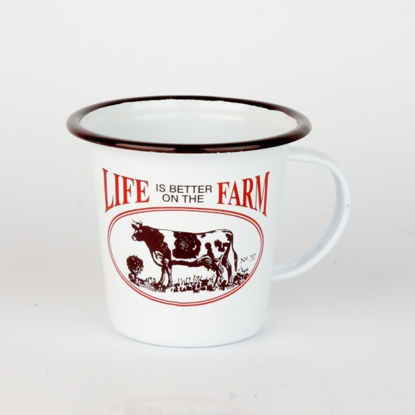 Plechový hrnček s kravou 10cm