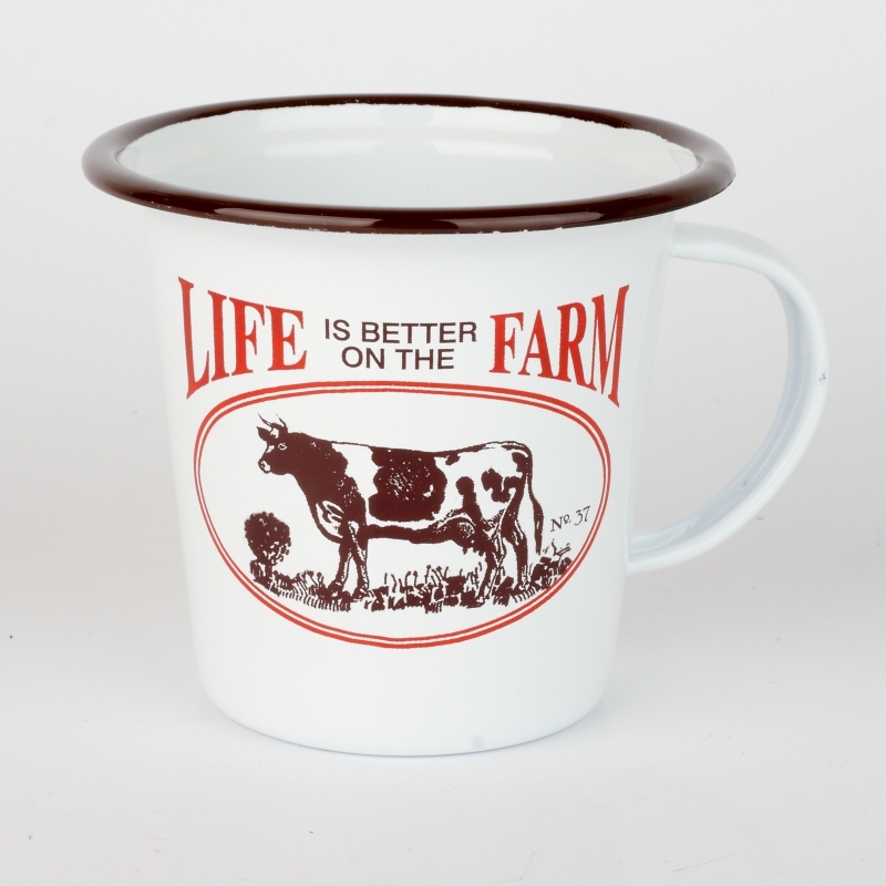 Plechový hrnček s kravou 10cm