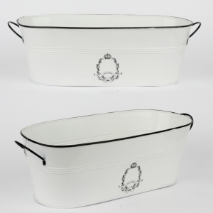 Plechový kvetináč s ušami a čiernym lemom