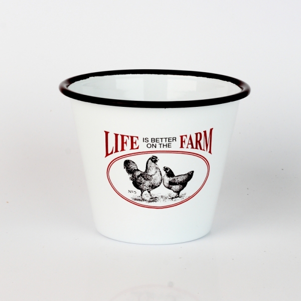 Plechový kvetináč so sliepkami LIFE FARM 11cm