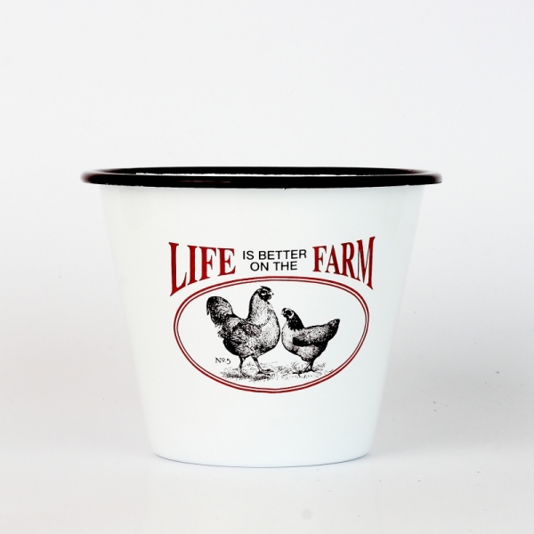 Plechový kvetináč so sliepkami LIFE FARM 11cm