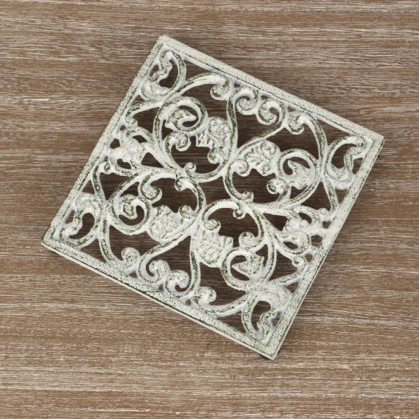 Podložka pod hrniec liatinová biela 16x16 cm